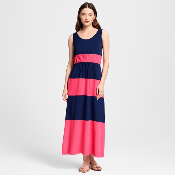 Timing Dresses & Skirts - Timing Royal Blue pink Rayon Blend sleeveless maxi dresses Women’s M